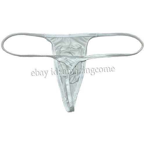 Men's Silk Glossy Micro Cut String Thong Slim Pouch Underwear Swim Posing T-back - Picture 39 of 57