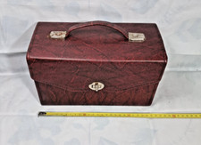 Porta cassette tape in similpelle bordeaux doppia apertura vintage