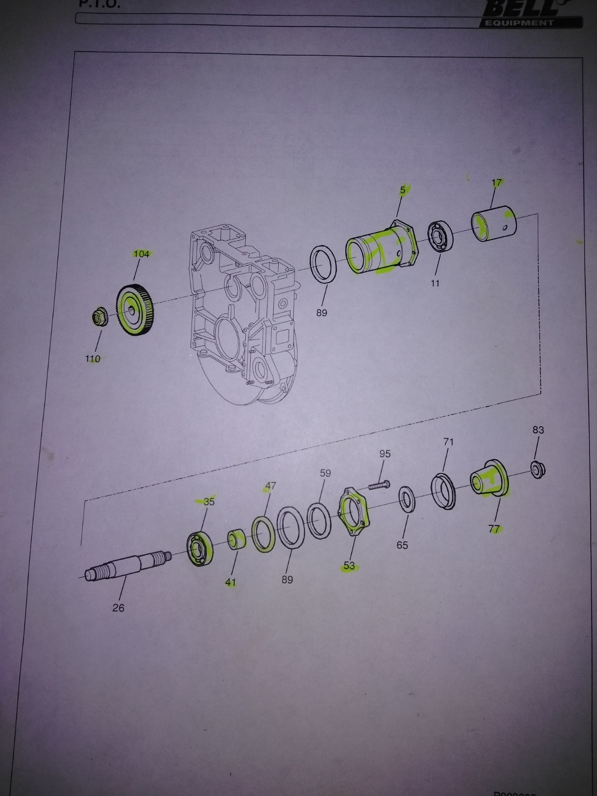PTO Housing and Flange Parts DC221204 DC221208 Compatible with Bell 4206D Tractor