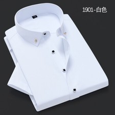 New Men's Dress Shirts Short Sleeves Formal Business Slim Fit Casual Shirts Tops