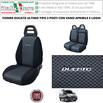 SITZBEZÜGE Fiat Ducato 3-Sitzer mit ÖFFNFACH und Logo Schonbezüge Schonbezüge schwarz