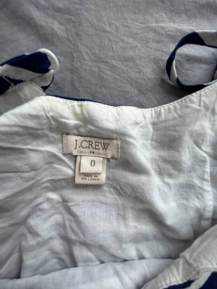 J Crew девочек спагетти ремень платье размер 0 - 100% хлопок - синий полоски белый - Изображение 4 из 4