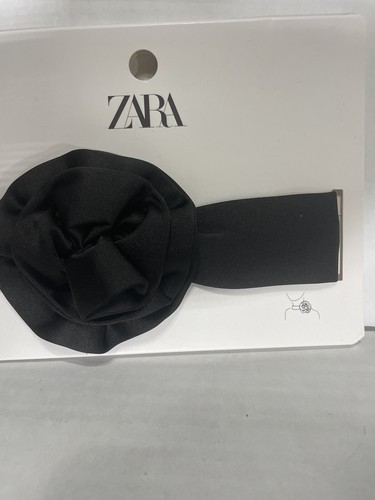 NEW ZARA BLACK SATIN CHOKER FLOWER APPLIQUE LINED BUTTONS BOLD 0653/014 6230C - 第 9/14 張圖片