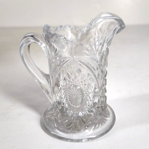 Antique Indiana Glass Clear Glass Oval Star Children's Toy Pitcher 4.25" Tall - Picture 3 of 8