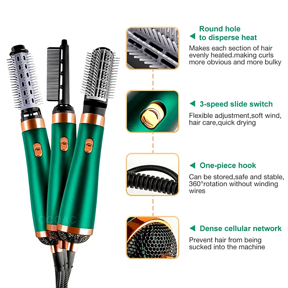 Cepillo Secador de Pelo Cabello Peine Voluminizador Alisador Caliente 5 en 1 EE. UU. Foto 4 de 4