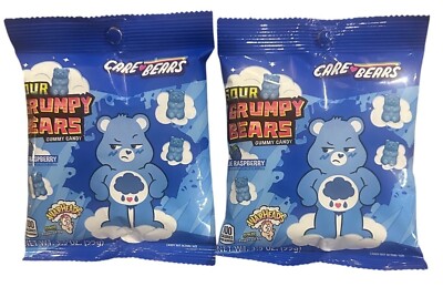 2 x Sour Warheads Grumpy Bears Gummy Candy 3.5oz Blue Raspberry Approx. 70 Bears