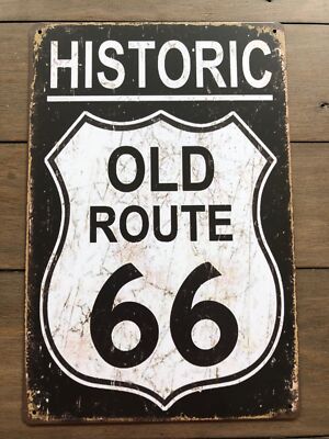 Vintage Style Metal Wall Sign Historic Old Route 66 Plaque Garage USA ...