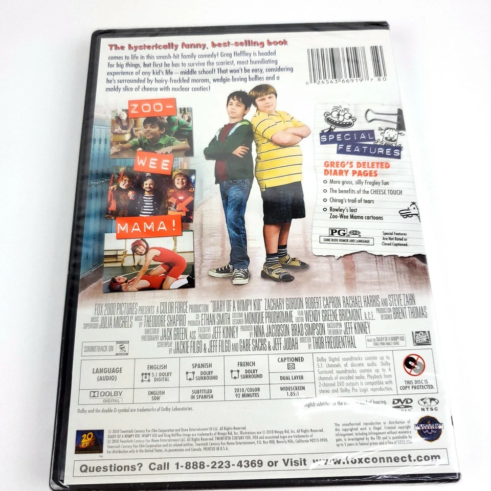 Diary of a Wimpy Kid (DVD, 2010, Widescreen) Brand New Factory Sealed  - Image 2 of 3
