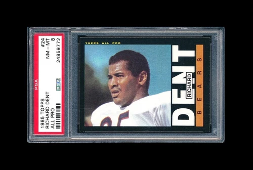 1985 Topps #24 Richard Dent Rookie Football Card (RC) PSA 8