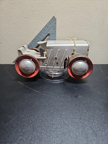 Vintage Louis Marx Wind Up Tractor With Key Works Aluminum