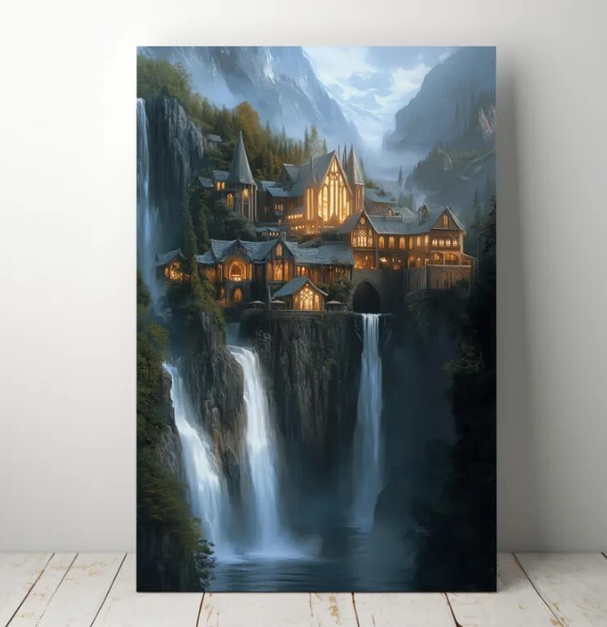 Lord of the Rings Inspired Art Poster,Rivendell, Epic LOTR Trilogy Wall Art