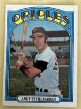 1972 Topps Andy Etchebarren Baseball Card #26 Orioles Catcher Low-Grade Creased