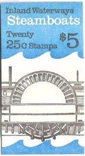 USA BOOKLET SC# BK166 STEAMBOATS 25c. - BKLT OF 20  MNH - PL# 1
