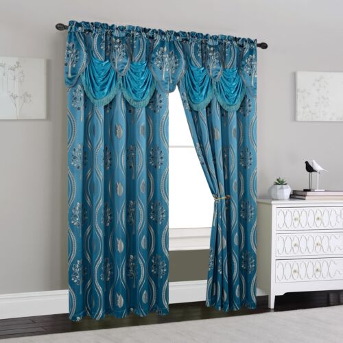 Elegant Comfort Curtain Panel Set 54 X 84 inch Navy Blue Set of 2 - Picture 2 of 7