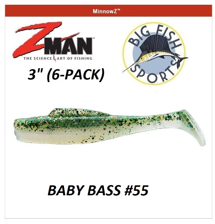 Z-Man MinnowZ 3 inch Soft Paddle Swimbait PICK YOUR COLOR NEW! (6 PACK)  #GMIN