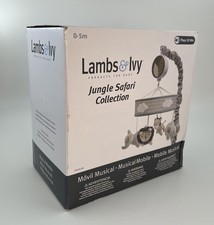 Lambs Ivy Jungle Safari Musical Baby Crib Mobile Lion Elephant Giraffe Auto off