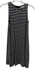 Loft Black White Horizontal Striped Scoop Neck Sleeveless Pullover Dress S