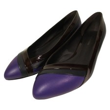 BOTTEGA VENETA leather color-block almond-toe pumps, 36.5, purple. Women USED