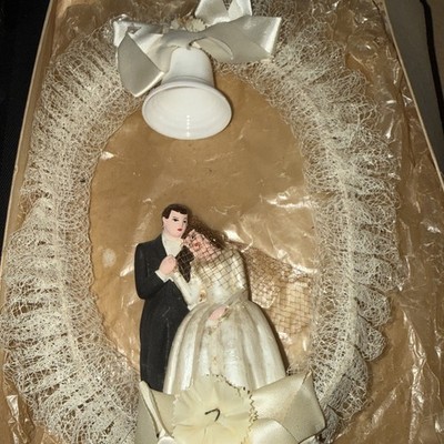 Vintage wedding cake topper groom bride cake topper heart 