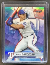 2025 Bowman's Best Wyatt Langford Blue Refractor #/150 Rangers