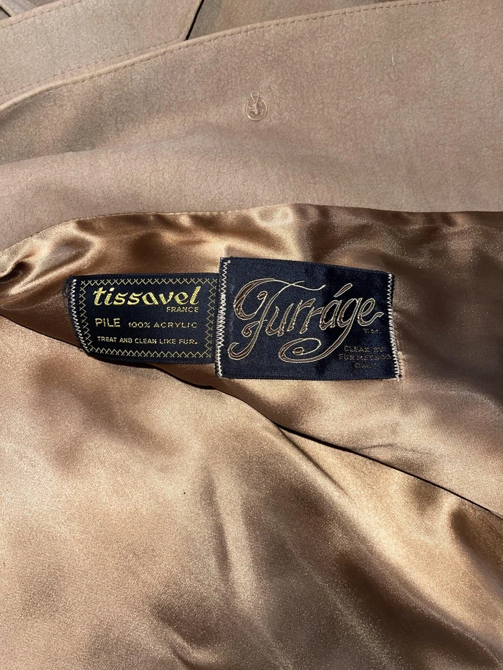 Abrigo de piel sintética vintage Tissavel para mujer mediano con cinturón largo Francia Furrage años 70 Foto 2 de 4