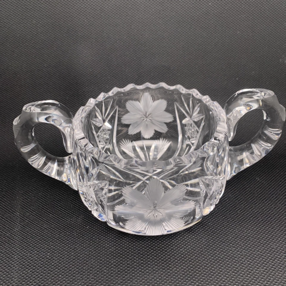 Antiguo azucarero y flor crema de cristal corte brillante americano Foto 4 de 4