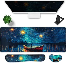 Large Gaming Mouse Pad X-Large, Boating Under the Starry Night 
