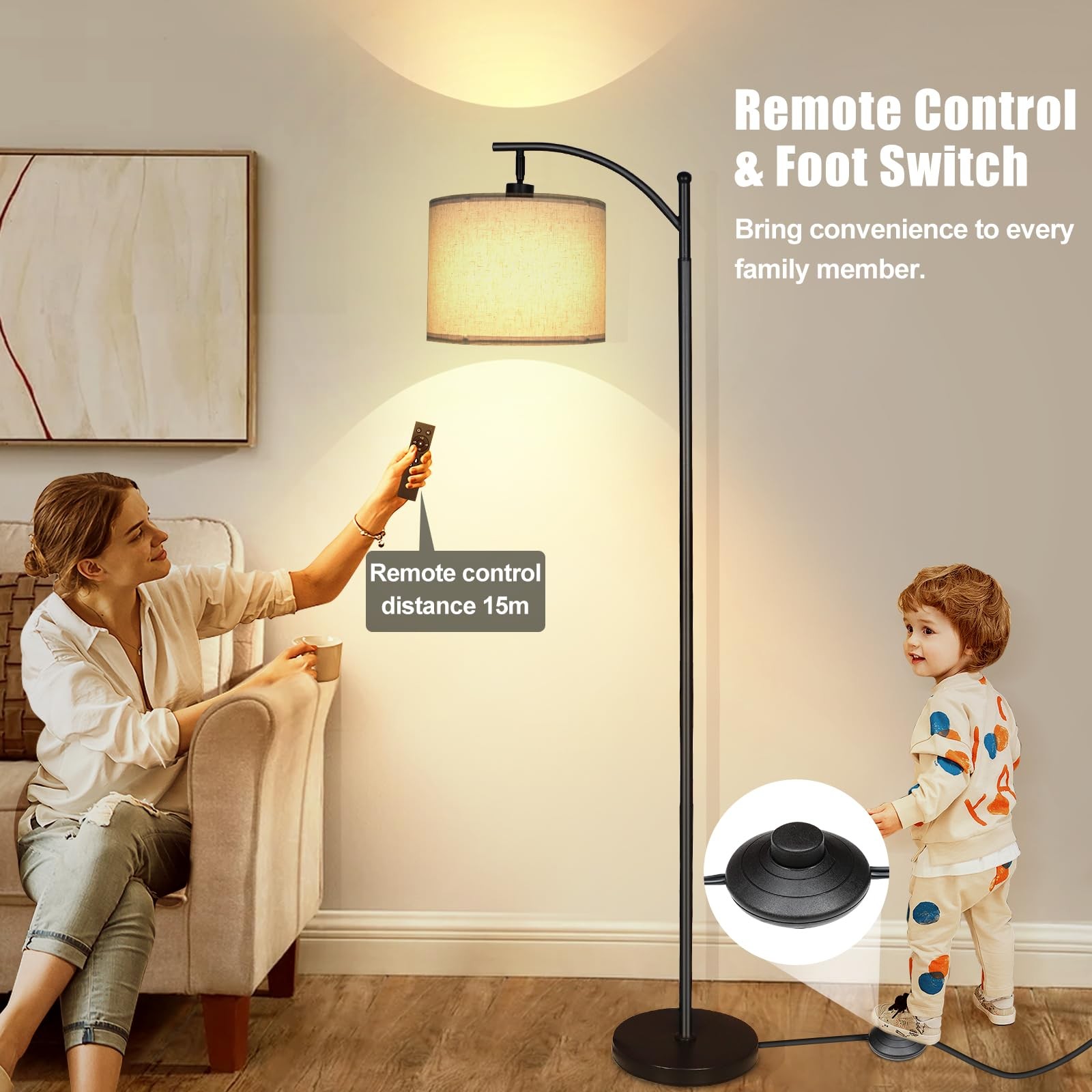 Lampada da Terra con Telecomando LED Piantana 12 temperature di colore 9W E27 foto 2