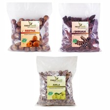 Organic Amla, Reetha, Shikakai Hair Care Combo - 200g Each - Natural Herbs