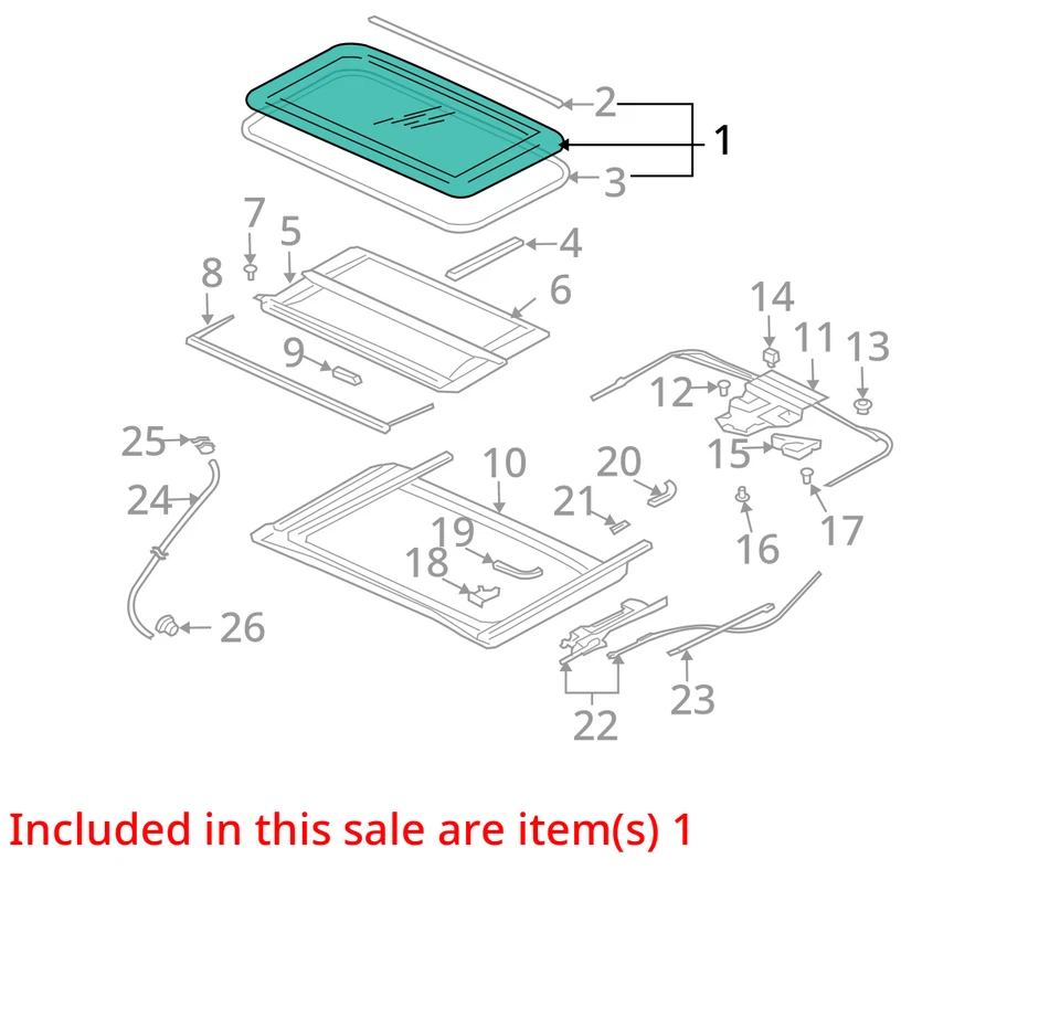 Mitsubishi Outlander 2003-2004 techo corredizo vidrio OEM Foto 3 de 4