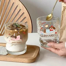 Glass Cup High Color Value Drinking Cup Puppy Milk Cartoon Summer