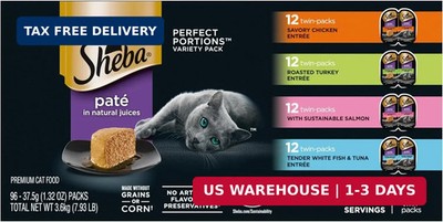 Sheba Perfect Portions Pate Wet Cat Food, Variety Pack, 2.6 oz, 48 ct