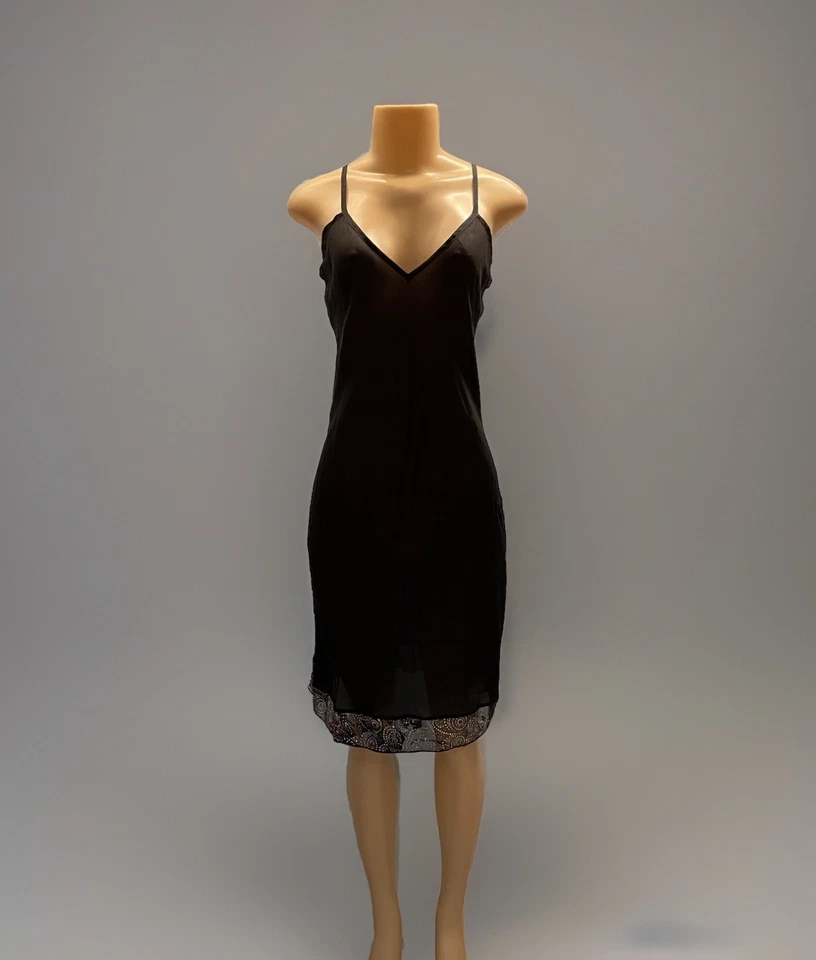 NUEVO Vestido de Seda Poleci Pasarela Muestra + Slip Adornado Cuentas Cachemira Transparente S 6 Foto 2 de 4