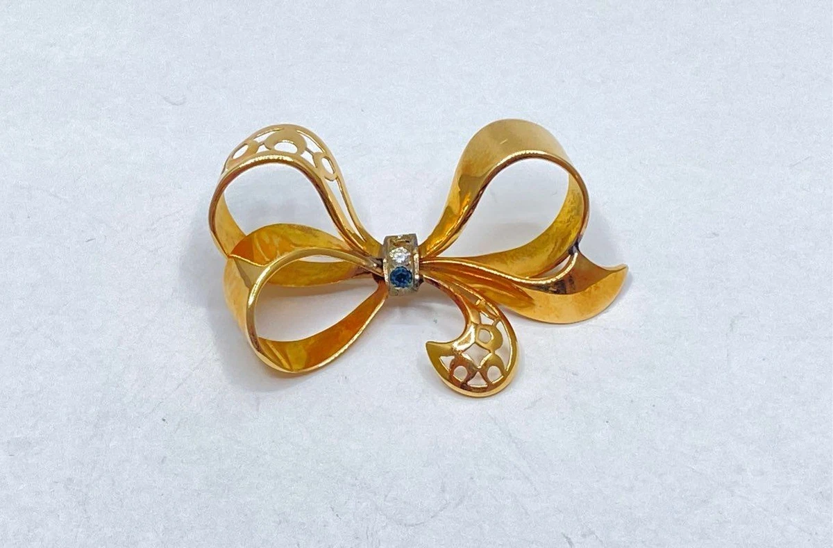 18k GOLD Overly ブローチUSAヴィンテージ 18k Gold Brooch In Retro Fine Pins & Brooches for sale | eBay