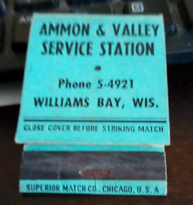 Williams Bay, Wi Ammon & Valley Service Station Auto Repair Day Towing matchbook