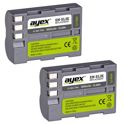 2 x batería ayex EN-EL3e para Nikon D70, D80, D90, D100, D200, D300, D300s, D700