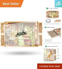 Elegant Rotating Puzzle Table - 1500-Piece Wooden Board with Cover Drawers