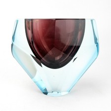 Murano Glas Vase Blockvase Sommerso Venetian Glass Italy Vintage RARE SHAPE +