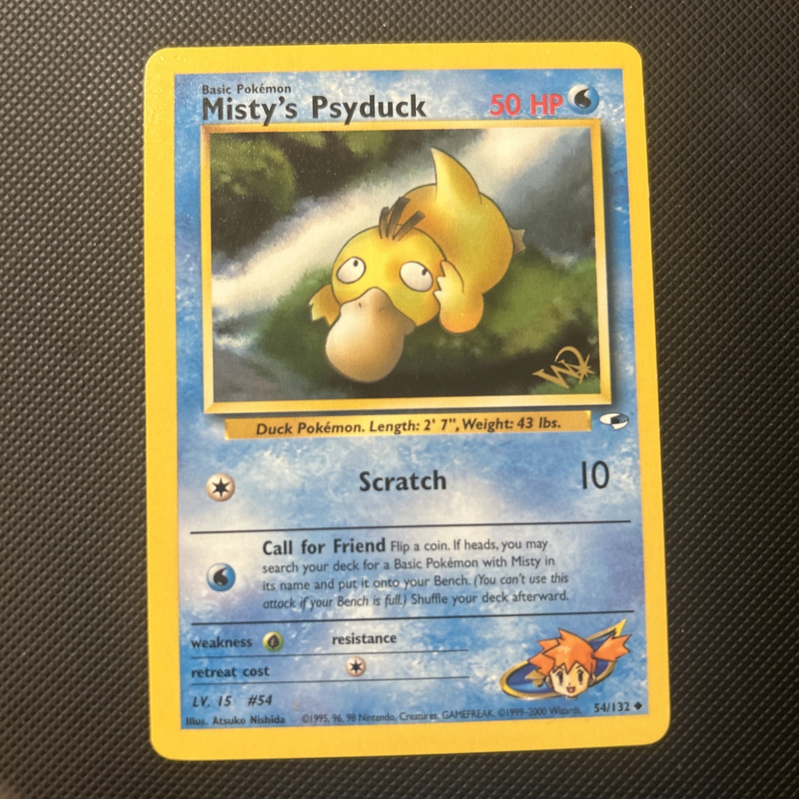 Misty’s Psyduck  54/132 W Stamp - Gym Heroes Promo -Wotc Vintage NM