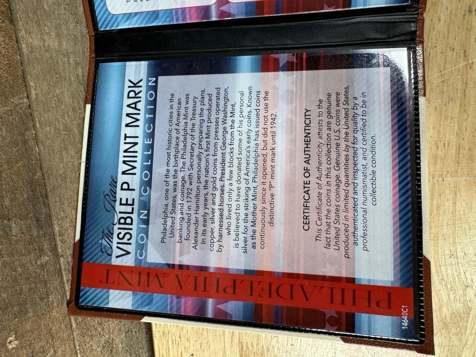 Vintage The Rare Visible P Mint Mark Coin Collection 5pc Philadelphia Mint - Image 3 of 4