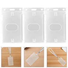 15pcs Plastic Badge Holder: ID Card Sleeve - Clear Vertical Protective Case for