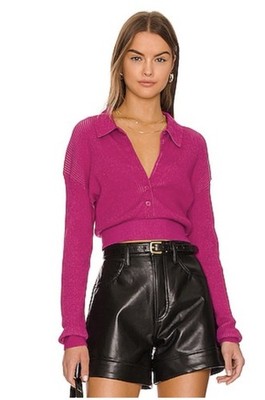 Monrow Magenta Ribbed Sweater Size Small