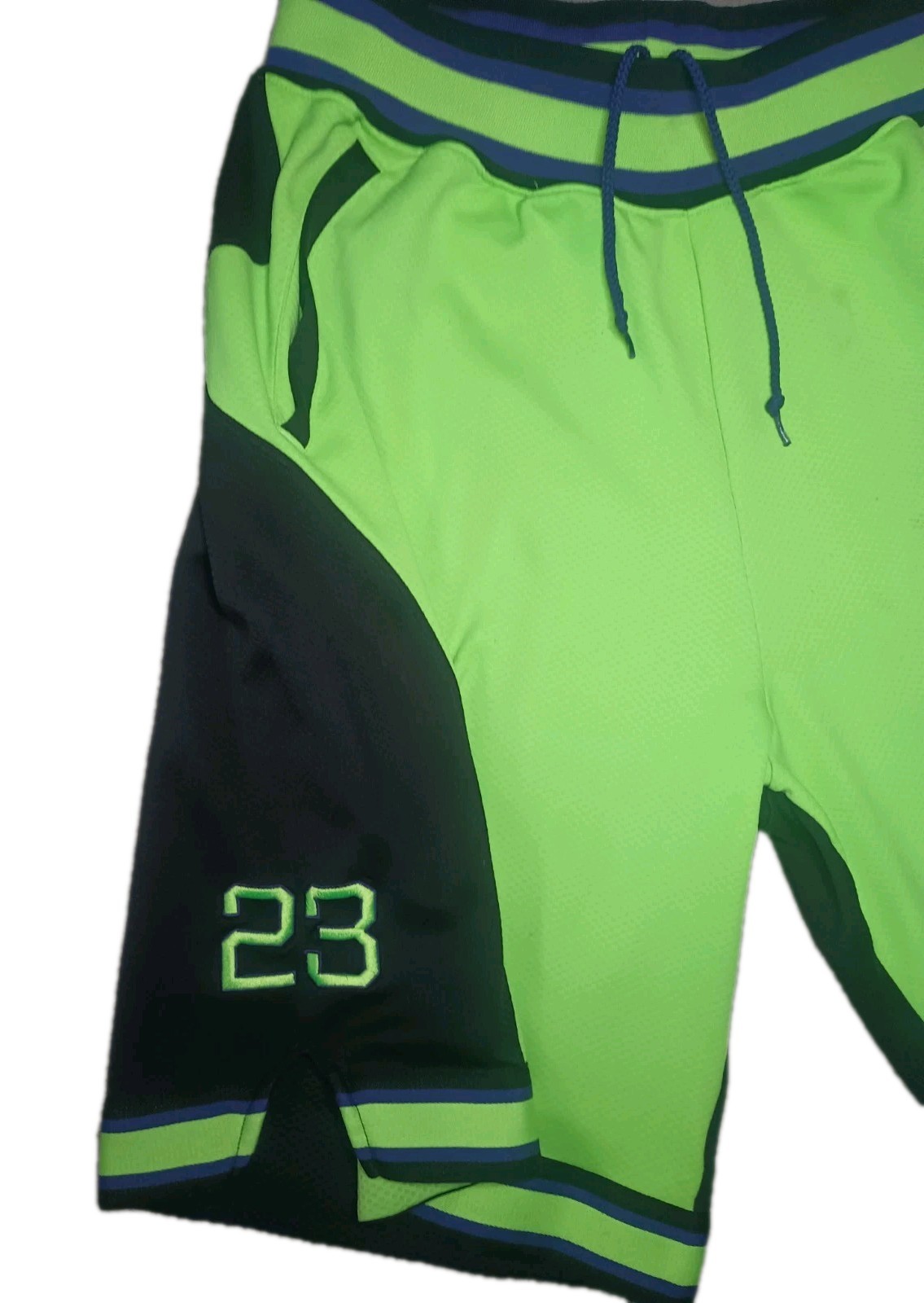 Jordan Men's Neon Green Black Shorts Jumpman 23 Embroidered Vintage Training thumbnail 6