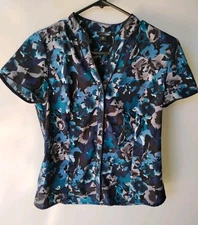 East 5th Petite Women's Blue Lightweight Button front Blouse PM