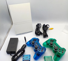 SONY PlayStation 2 SCPH-77000CW White Slim Console w/ Two Wireless Controllers