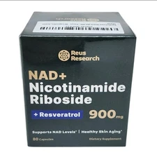 Nicotinamide Riboside+Resveratrol NAD+ Supplement 900mg Anti-Aging Exp 11/2026