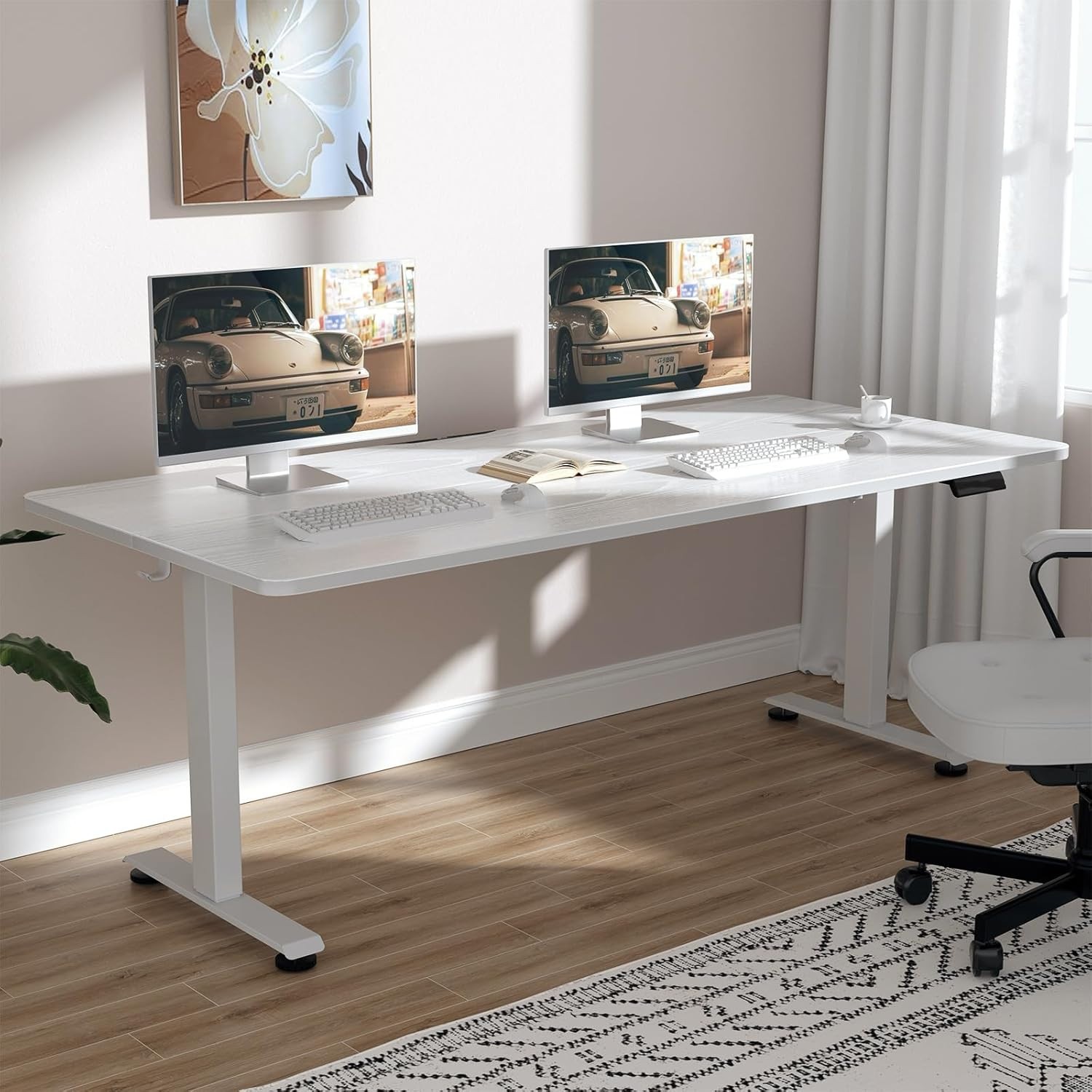 Veken 63X27.6 Inch Large Electric Standing Desk, Heights Adjustable,Sit to Stand