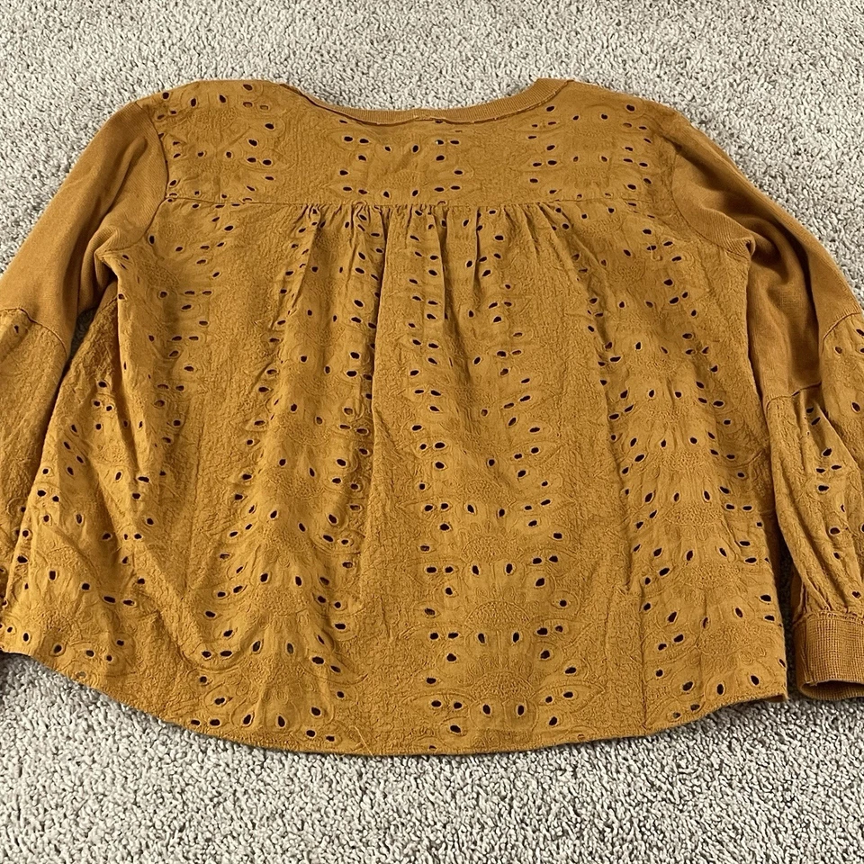 Camiseta Anthropologie Pilcro Térmica Top Pequeño Ojales Boho Cottage Retro Dorada E15 Foto 2 de 4