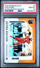 Graded 2025 Panini Donruss Elite Cam Ward 3 Extra Orange /199 Rookie Card PSA 10