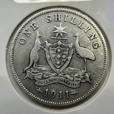 1911 Shilling Coin - Fine - Scarce George V Silver Predecimal